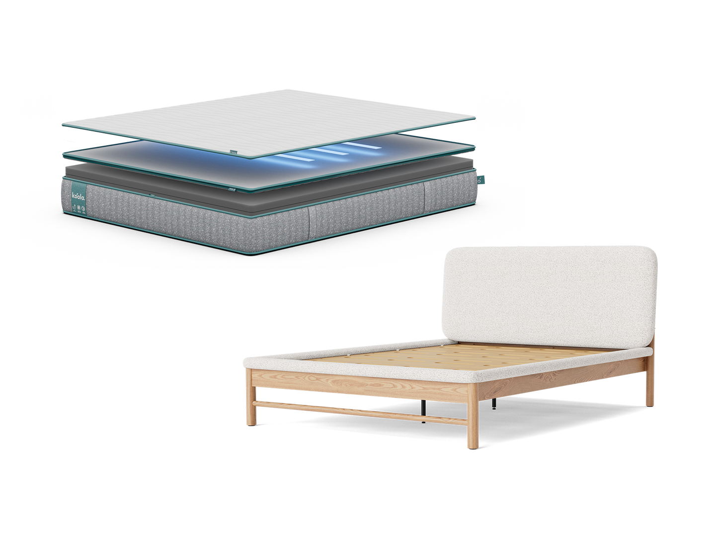 コアラマットレスプラス PLUS PolarBands® & New ファブリックベッドフレーム セット