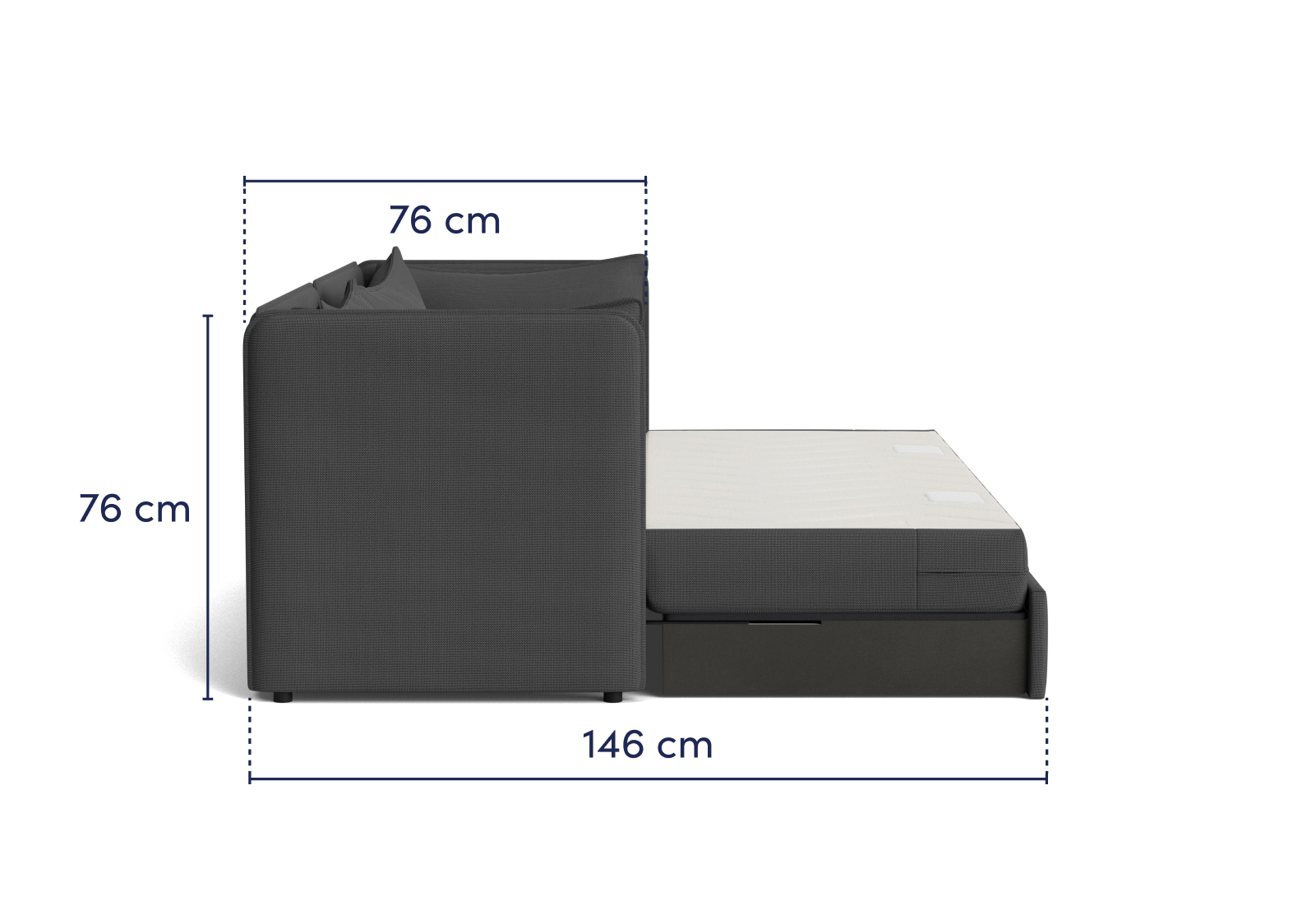 コアラソファーベッド BOXY チャコールグレー