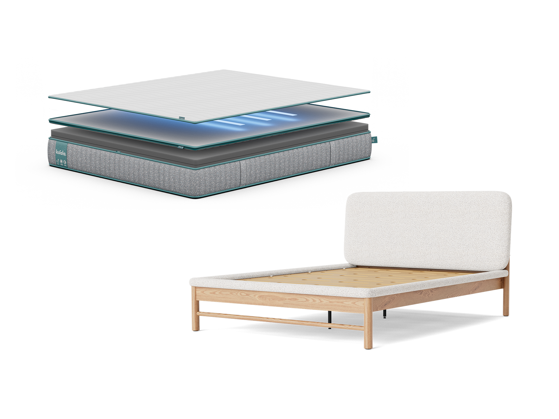 コアラマットレスプラス PLUS PolarBands® & New ファブリックベッドフレーム セット