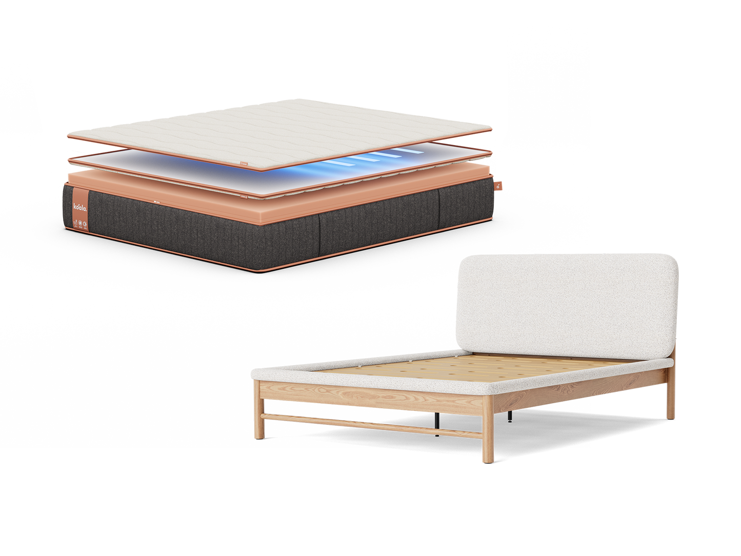 コアラマットレスシュプリーム SUPREME PolarBands® & New ファブリックベッドフレーム セット