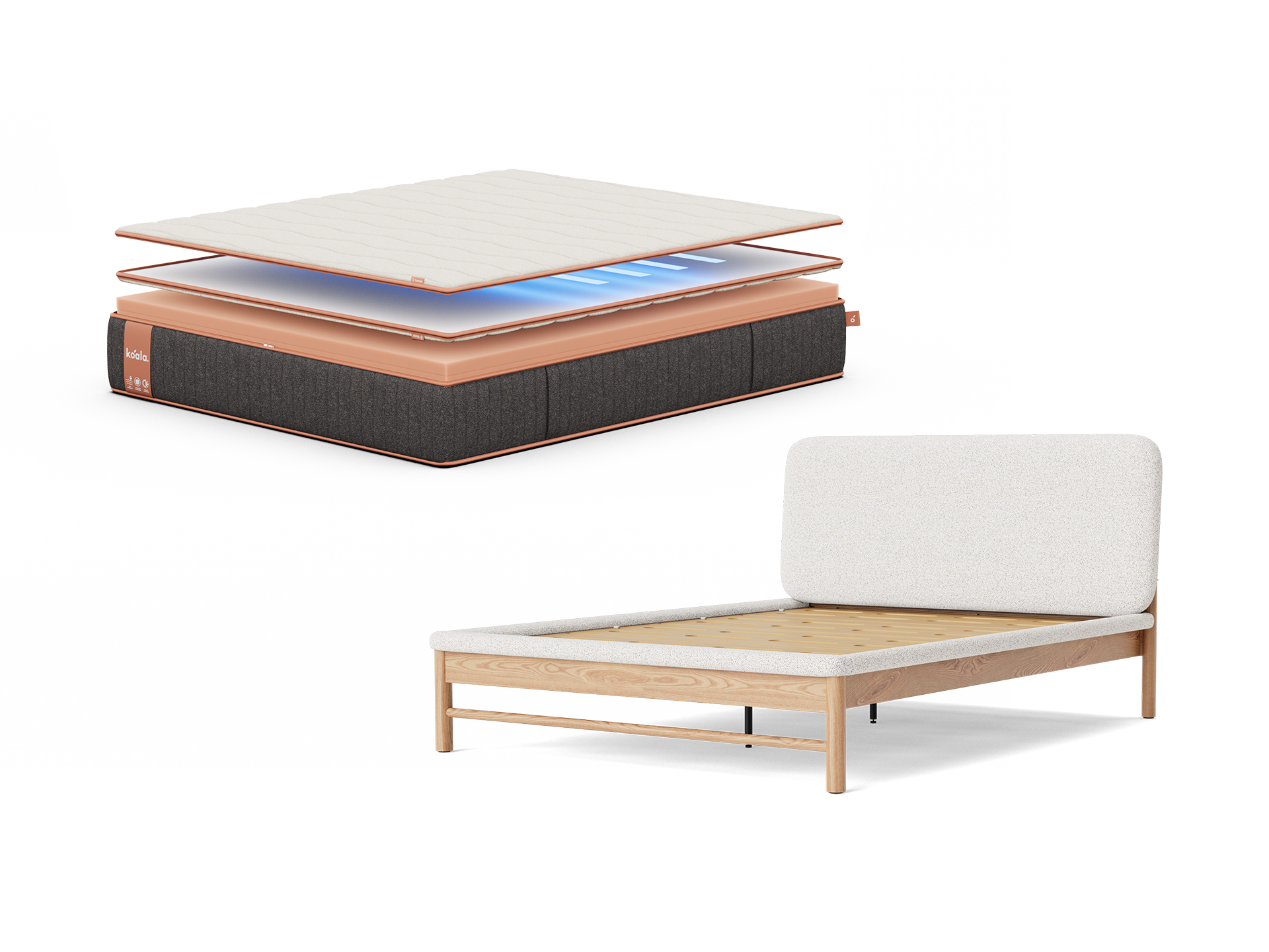 コアラマットレスシュプリーム SUPREME PolarBands® & New ファブリックベッドフレーム セット