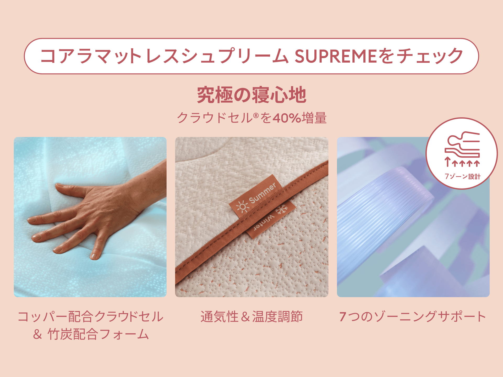 コアラマットレス SUPREME PolarBands®|一年通してワンランク上の コアラマットレス SUPREME PolarBands®|一年通してワンランク上の