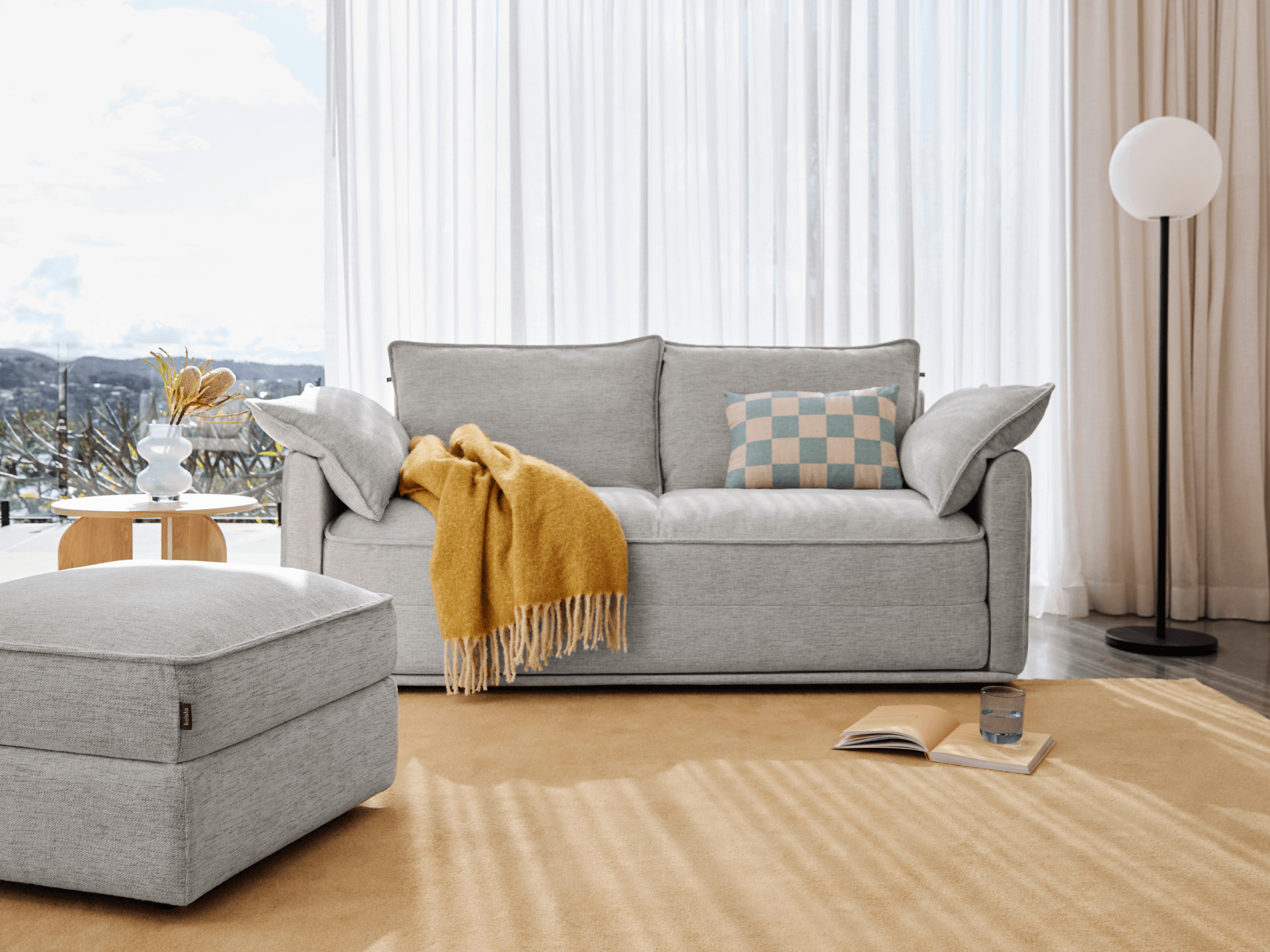 コアラソファーベッド CUSHY - 2人掛け（セミダブル） / ムーンライトシルバー (プレミアム ライン)