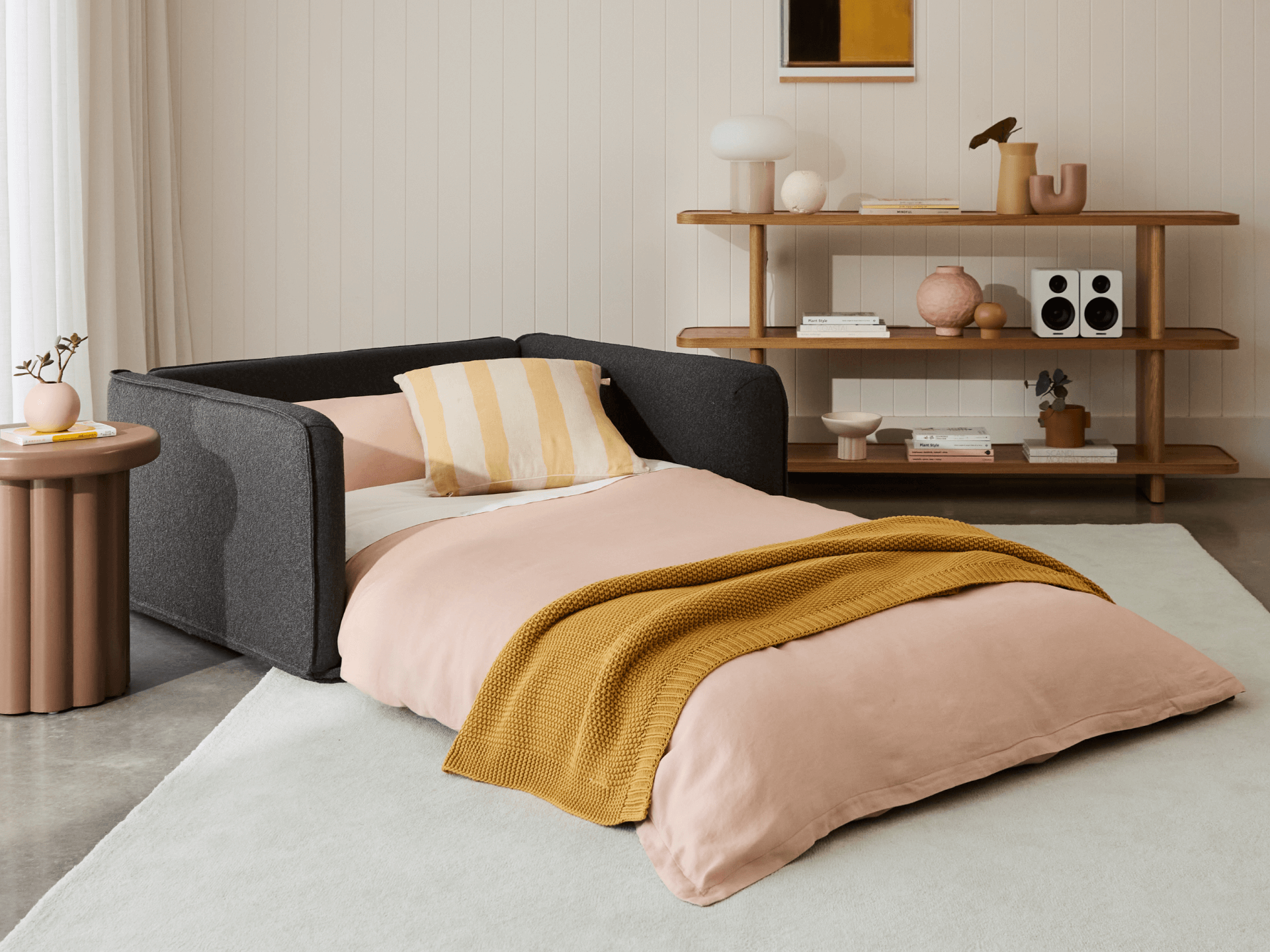 コアラソファーベッド CUSHY - 1人掛け（シングル） / チャコールグレー (クラシック ライン)