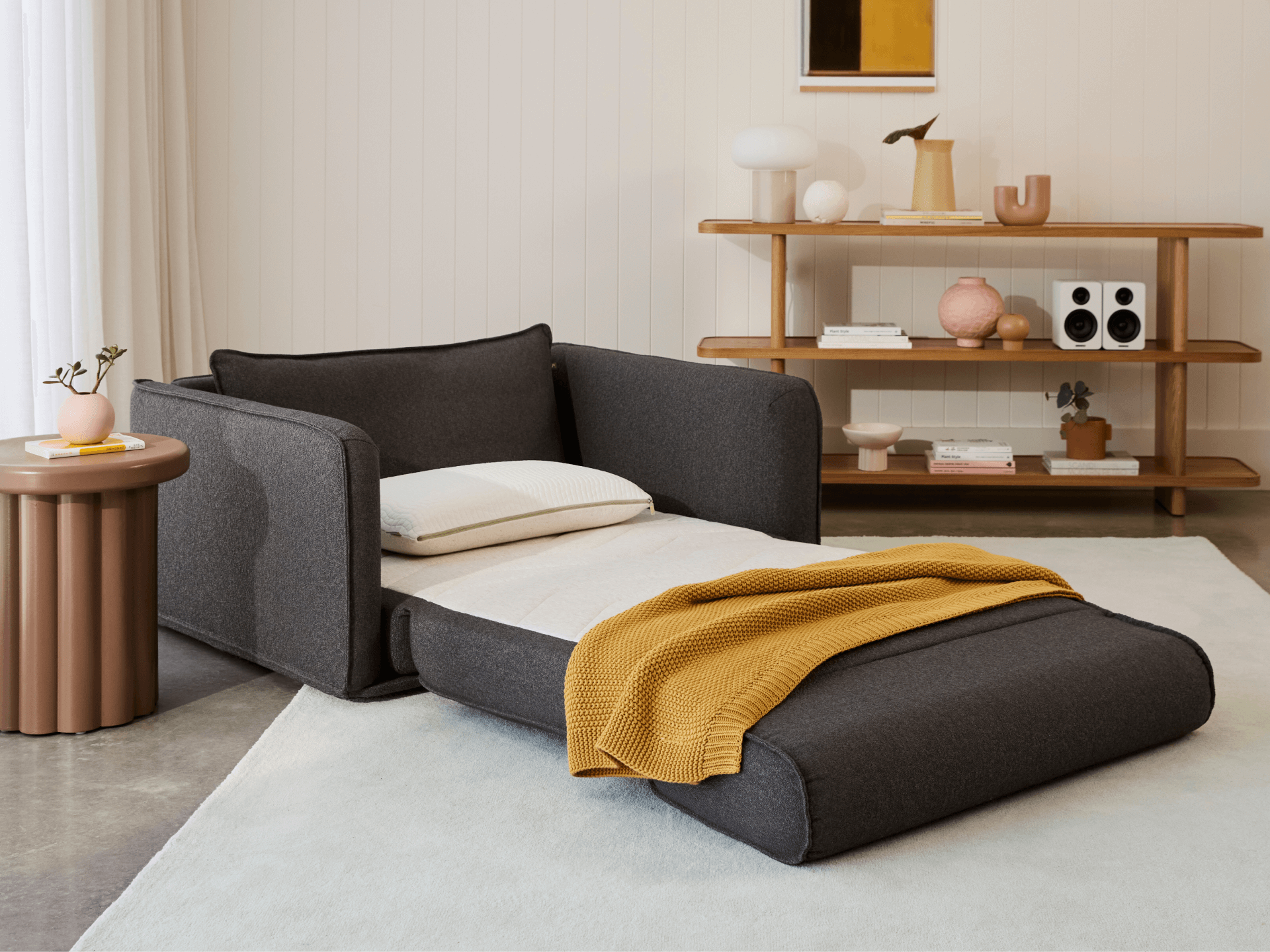 コアラソファーベッド CUSHY - 1人掛け（シングル） / チャコールグレー (クラシック ライン)