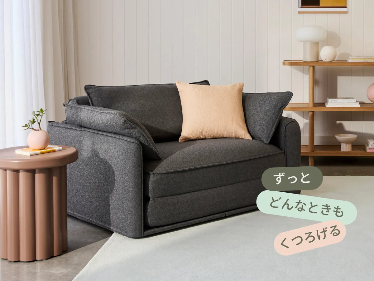 コアラソファーベッド CUSHY＋ - チャコールグレー (クラシック ライン) / 1人掛け（シングル）