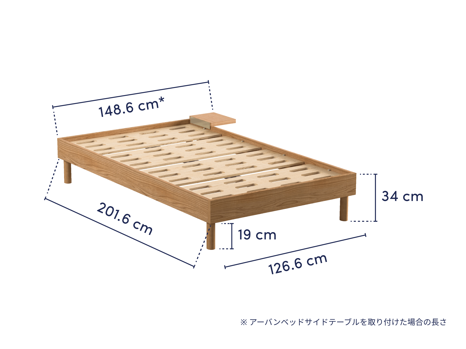 コアラアーバンベッドフレーム - セミダブル / ヘッドボードなし / ウォームアッシュ
