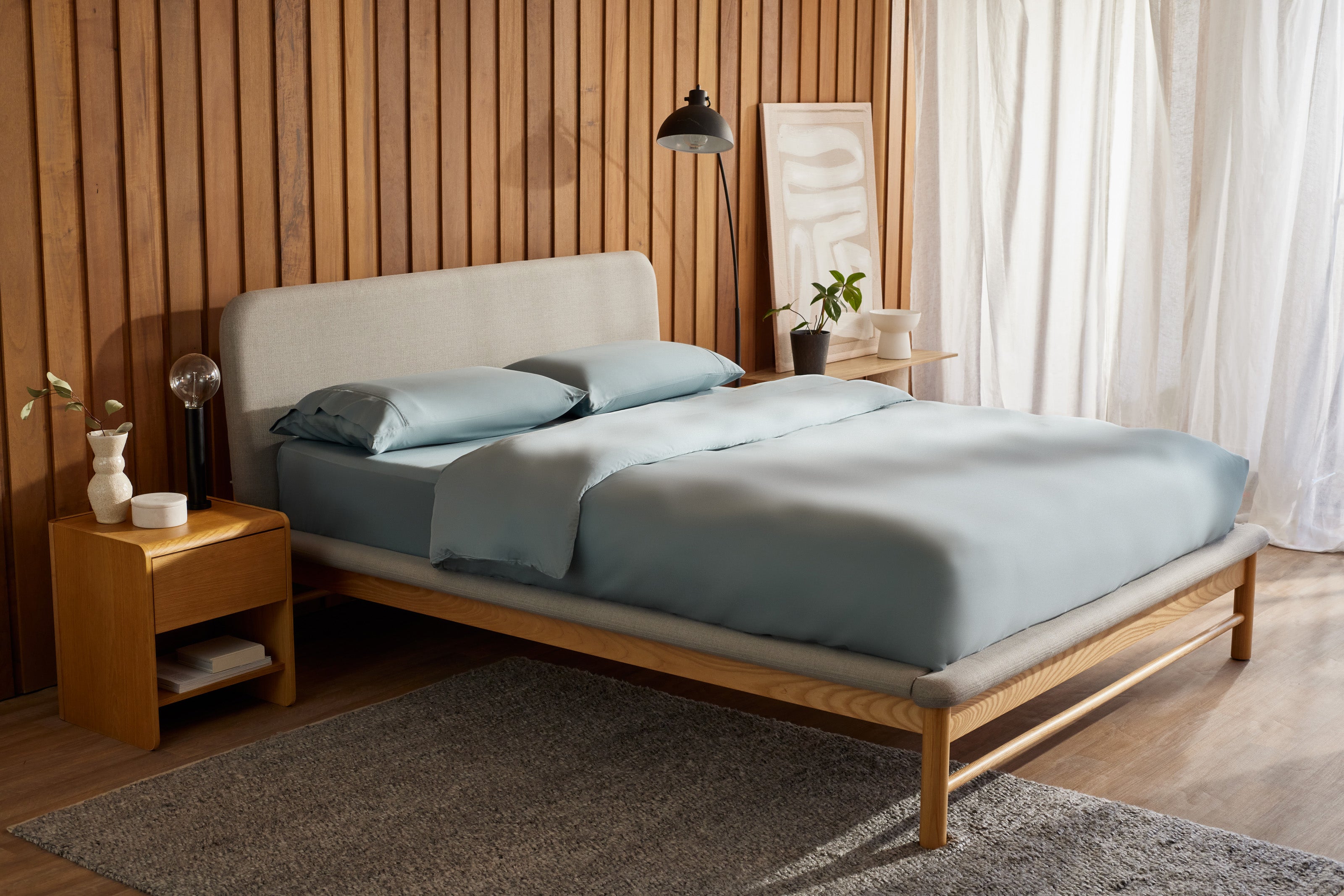 掛け布団カバーセット クイーン ライトブルー